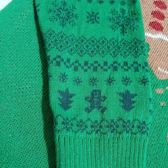 Ugly Christmas Sweater Large Men's OH SNAP Gingerbread Men Green/Red Easy Care - Picture 6 of 11